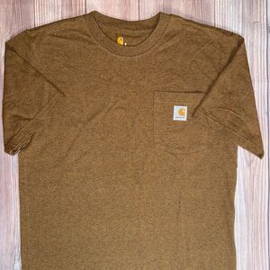 Carhartt Men's Short-Sleeve Brown T-Shirt with Pocket K87, Size Small